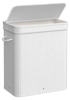 Immagine prodotto di Cesto per la biancheria da 100 litri in bambù – Cesto per la biancheria con coperchio – 54,5 x 34,5 x 61 cm