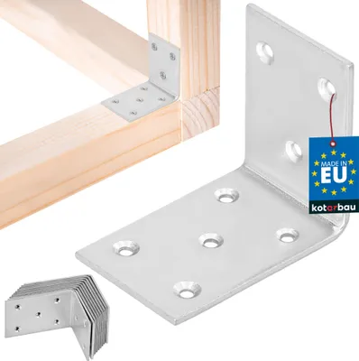 Immagine prodotto di KOTARBAU® 12 pezzi Connettore angolare 55 x 45 x 35 mm acciaio zincato argento Connettore angolare pesante Connettore angolare per mobili Connettore angolare per fogli di legno Connettore angolare per scaffali Angolo di metallo stabile Angolo di acciaio durevole