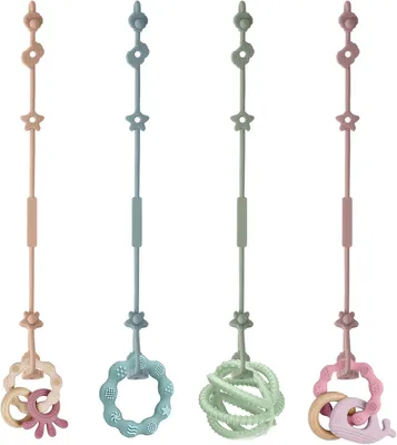 Imagen del producto de Correas de seguridad de silicona, juego de 4 unidades, ajustables, para cochecitos y tronas