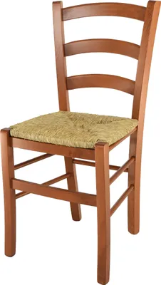 Image de t m c s Tommychairs - Chaise VENICE pour la cuisine et la salle à manger, structure robuste en hêtre laqué couleur cerisier et assise en paille