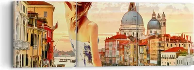 Produktbild von Bild auf Leinwand - Leinwandbild - Venedig Brücke Wasser - 90x30cm - Wand Bild - Wanddeko - Leinwanddruck - Bilder - Kunstdruck - Wanddekoration - Leinwand bilder - Wandkunst - CA90x30-3495
