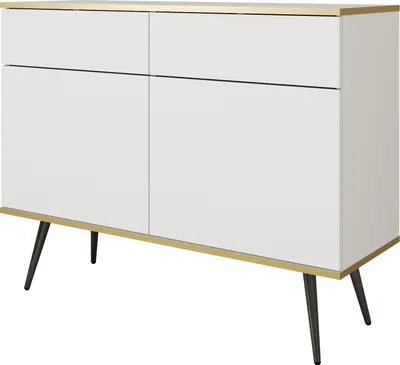 Produktbild von Kommode: Weiß mit Schwarzen Beinen, 107x85x39 cm