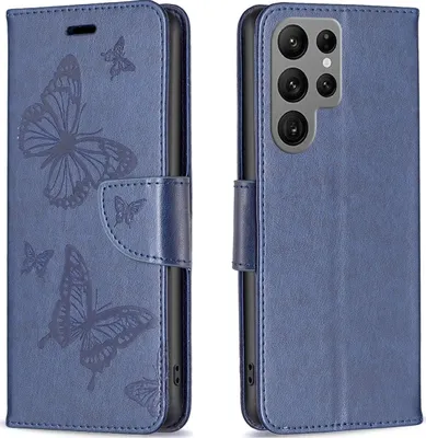Produktbild von Mobigear Butterfly  Samsung Galaxy S24 Ultra Hülle Klapphülle Geldbörse - Blau