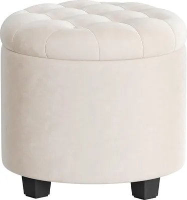 Obrázek produktu pro Kulatý taburet SONGMICS, podnožka s úložným prostorem, maskérská stolička s nožičkami, d 45 cm, v 44,5 cm, nosnost do 150 kg