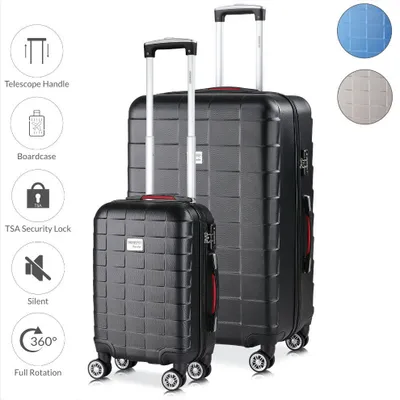 Produktbild von MONZANA® 2er Set Koffer Boardcase M, XL Gelgriffe TSA Schloss Reisekoffer Trolley Kofferset Handgepäck schwarz