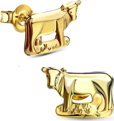Produktbild von Ohrringe Gold Ohrstecker Kuh aus 333 Gold für Damen