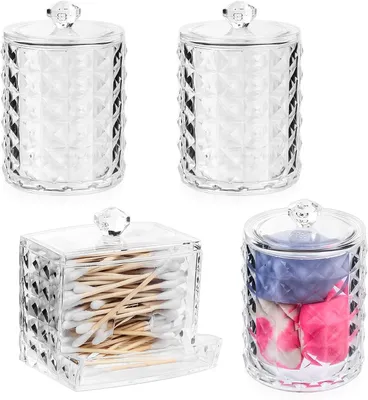 Produktbild von Wattenstäbchenhalter aus PP, 4 Stück, Aufbewahrungsbox für Kosmetik und Badezimmer