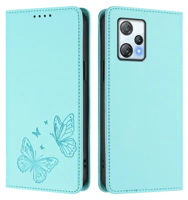 Image de Étui en cuir pour Blackview A53, motif papillon, étui portefeuille à rabat avec support, vert menthe