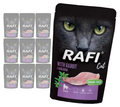 Produktbild von Rafi Cat Adult mit Kaninchen 10x100g Getreidefreies Feuchtfutter für kastrierte Katzen