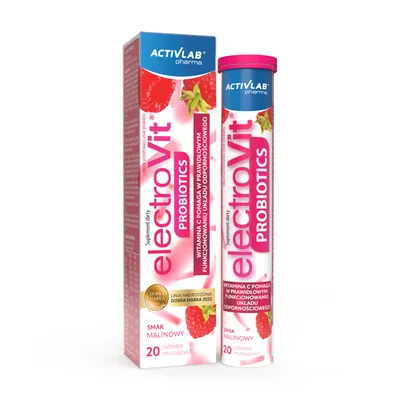Produktbild von Activlab Pharma ElectroVit PROBIOTICS 20 Brausetabletten, Himbeere, Elektrolyte + 6 Bakterienstämme