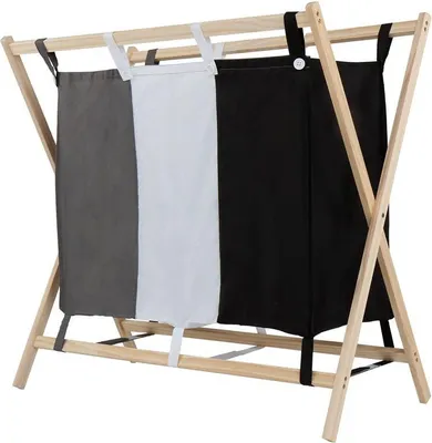 Obrázek produktu pro JAGO Koš na špinavé prádlo se 3 přihrádkami, 75 x 40 x 72 cm