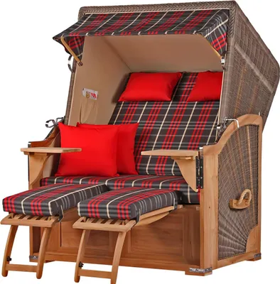 Produktbild von Strandkorb-Set - bene living - Schaalsee Teak - PE grau - Modell 529 - inkl. Liftersystem