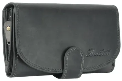 Produktbild von Benthill Damen Geldbörse Echt Leder - Portemonnaie mit RFID Schutz - Portmonee viele Kartenfächer - Echtleder Vintage Damenbörse inkl. Geschenkbox