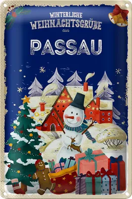 Produktbild von Blechschild Weihnachtsgrüße aus PASSAU 40x30cm