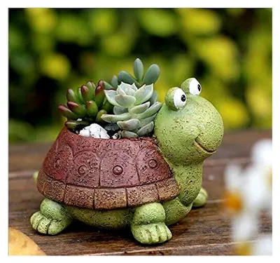 Produktbild von Blumentöpfe, Niedlichen Tierförmigen Cartoon Sukkulenten Vase Blumentöpfe, Container, Dekoration Pflanzer Töpfe, Schreibtisch Mini Ornament (Schildkröte) (Schildkröte)