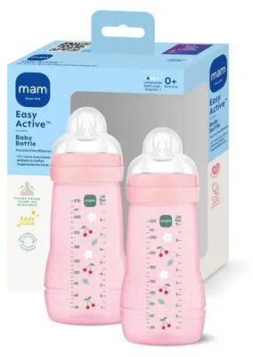 Produktbild von MAM Easy Active Babyflasche 2x 270 ml, 0+ Monate, Sauger Gr. 1, Kirschen