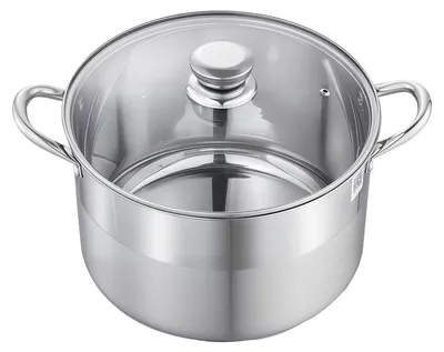 Produktbild von SucceBuy Edelstahl Kochtopf 11,4 L mit Glasdeckel, geeignet für Induktion, Gas- und Elektroherde. Hochwertiger Suppentopf, PFOA- und PFAS-frei, ideal für Eintöpfe, Pasta und große Familienmahlzeiten.
