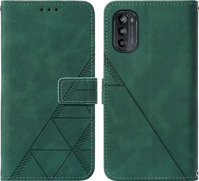 Produktbild von Moto G52 Hülle, Schlank Prägung Flip Leder Kartenfächer Schutzhülle mit Ständer für Motorola Moto G52 Grün
