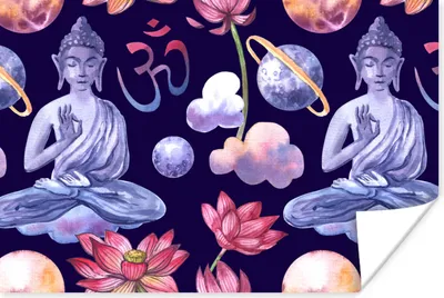 Produktbild von MuchoWow® Poster Buddha - Planeten - Muster 60x40 cm - Schlafzimmerdekoration