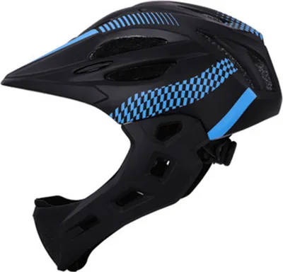 Immagine prodotto di Casco di sicurezza integrale staccabile per bambini per bicicletta/montagna con luce posteriore nero blu_ Circonferenza testa (42-52 cm)