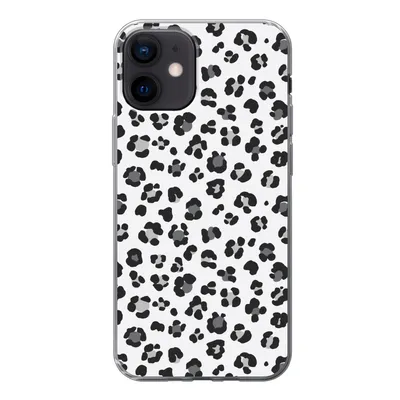 Produktbild von MuchoWow® Handyhülle Schutzhülle Hülle für iPhone 12 Panther Druck - Grau - Abstrakt Silikon Softcase Handy Hülle - Schutzhülle