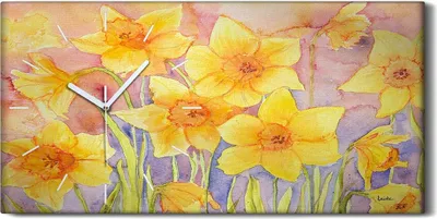 Produktbild von Leinwand Wanduhr Wandkunst Uhr Geräuschlos 60x30 Gemälde Abstrakte Blumen Kunst - weiße Hände