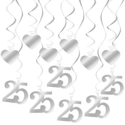 Image de Guirlande de fête pour un mariage d'argent, comprenant 18 pièces et 25 décorations argentées