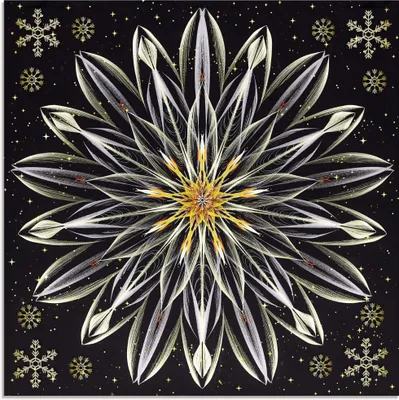 Produktbild von ARTland Glasbild Mandala - Eisblume Größe: 50x50 cm