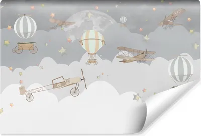 Produktbild von Muralo Vlies Fototapete für Kinder WOLKEN Flugzeuge Sterne Ballons Br. 416cm x Hö. 290cm