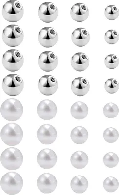 Immagine prodotto di Set per piercing da 32 pezzi in acciaio inossidabile color argento