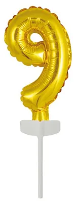 Immagine prodotto di Mini palloncino per torte color oro - Numero 9 - 13 cm