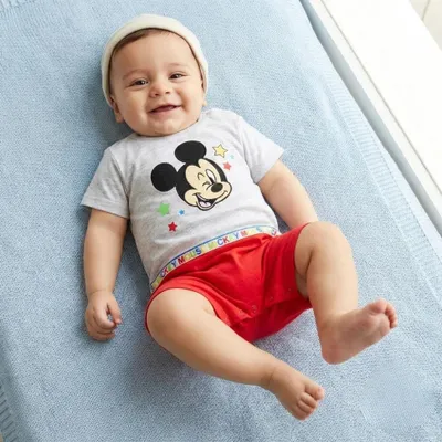 Produktbild von Disney Mickey Maus Baby Kleinkind kurzarm Body Strampler – Grau / 68
