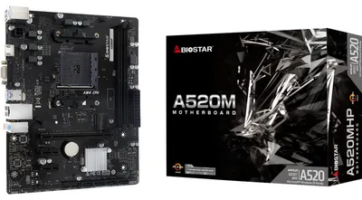 Produktbild von Biostar A520MHP, AMD, Sockel AM4, AMD Ryzen 3000 Series, AMD Ryzen 4000 Series, AMD Ryzen 5000 Series, Sockel AM4, DDR4-SDRAM, 64 GB