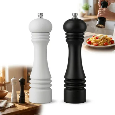 Produktbild von MÜHLENSET für Salz und Pfeffer, weiß und schwarz, KERAMIK, Holz, 23 cm, PREMIUM