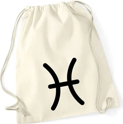 Produktbild von Huuraa Turnbeutel Fische Sternzeichen Zeichen 12 Liter Natural Baumwolle Rucksack Geschenkidee