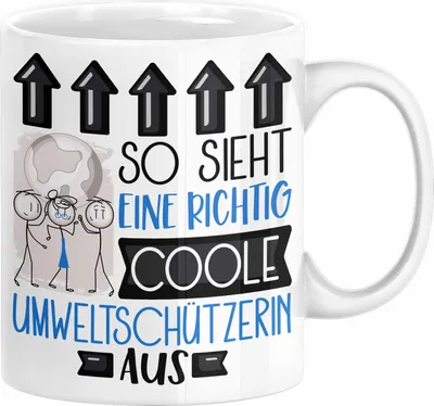 Produktbild von Umweltschützerin Geschenk Tasse Geschenkidee für Umweltschützerin Geburtstag Weihnachten Spruch So Sieht Eine Richtig Coole Umweltschützerin Aus Kaffee-Becher  (Weiß)