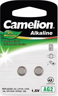 Immagine prodotto di Camelion AG2/LR59/LR726/396, pila alcalina a bottone, 2 pezzo/i