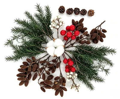 Kerstkrans, natürliche Tannenzapfen, Wintermelone, 15-teilig