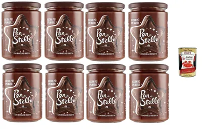 Produktbild von Pan di Stelle Creme 8×580g – Haselnuss-Kakao-Aufstrich mit Keksgranulat, extra cremig, ohne Palmöl, perfekt für Brot, Crêpes & Desserts, Vorratspack + Italian Gourmet polpa