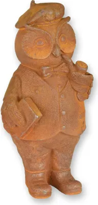 Produktbild von Figur Eule aus Gusseisen rostig Replikat Retro Design Dekoration