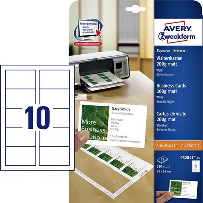 Produktbild von Avery C32011-25, Weiß, Rechteck, 25 Blätter, Karton, 200 g/m², Laser/Inkjet