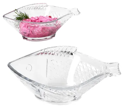 Zdjęcie produktu dla 2x miska na ryby OSLO LxW 20.5x15.5cm szklana miska do serwowania krewetek