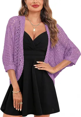 Productafbeelding van Gehaakt bolero-vest voor dames, lichtgewicht cropped model in donkerpaars