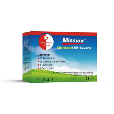 Produktbild von Mission 3-in-1 Cholesterin-Teststreifen – 25 Stück – Für Mission 3-in-1 Cholesterin-Messgerät