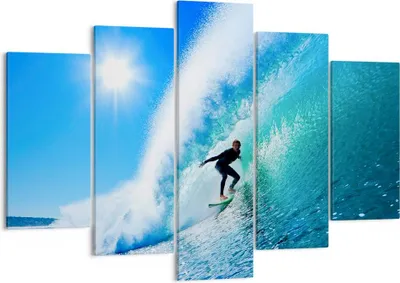 Produktbild von Bild auf Leinwand - Leinwandbild - Windsurfing strand ozean spaß - 150x100cm - Wand Bild - Wanddeko - Leinwanddruck - Bilder - Kunstdruck - Leinwand bilder - Wandkunst - EA150x100-2270