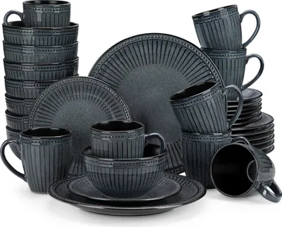 Obrázek produktu pro Porcelánový jídelní servis, sada nádobí vancasso, 32dílný kombinovaný servis s jídelními talíři, dortovými talíři, miskami a hrnky pro 8 osob