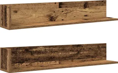 Obrázek produktu pro vidaXL Nástěnné police 2 ks. Vzhled regenerovaného dřeva 100x16,5x16,5 cm materiál na bázi dřeva