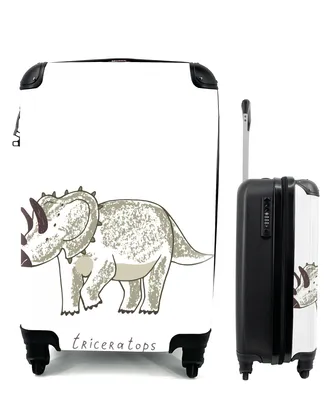 Obrázok produktu pre Kufrík Ručná batožina na kolieskach Malý cestovný kufor so 4 kolieskami Škôlka - Triceratops - Dinosaurus - Chlapec - Dievča - Dieťa - Veľkosť kabíny