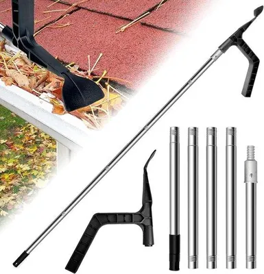 Produktbild von Famanu Gootreinigungswerkzeug mit 200 cm verlängerbarem Griff - Tragbarer Dachrinnenreiniger