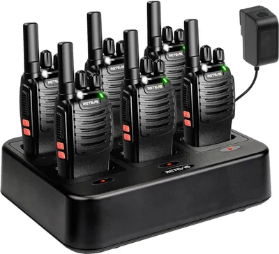 Produktbild von Retevis H777 Funkgerät, Walkie Talkie mit 6 Fach Ladegerät, Taschenlampe, Ein-Klick-Alarm, Frequenzbindung mit Einem Klick, VOX, Robust, Walkie Talkie